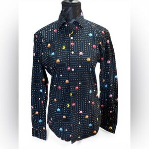 OppoSuits Pac Man Retro Arcade Button Down Shirt Ghost Maze Print - Tailored M